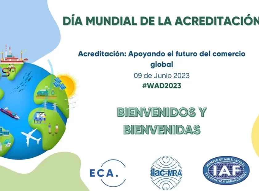 Poster publicitario del día mundial de la acreditación 2023 (WAD 2023) con la fecha y logo del evento